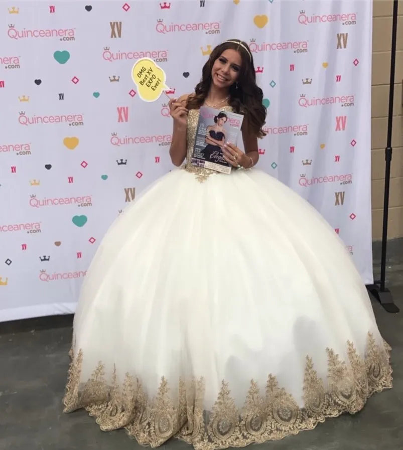 Ball Gown Sweet 16 Dresses Ivory Lace Quinceanera Dresses sold by My Chic Dress