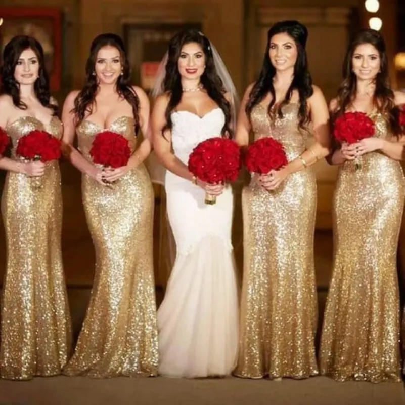 Sexy Mermaid Gold Sequined Bridesmaid Dresses sold by My Chic Dress