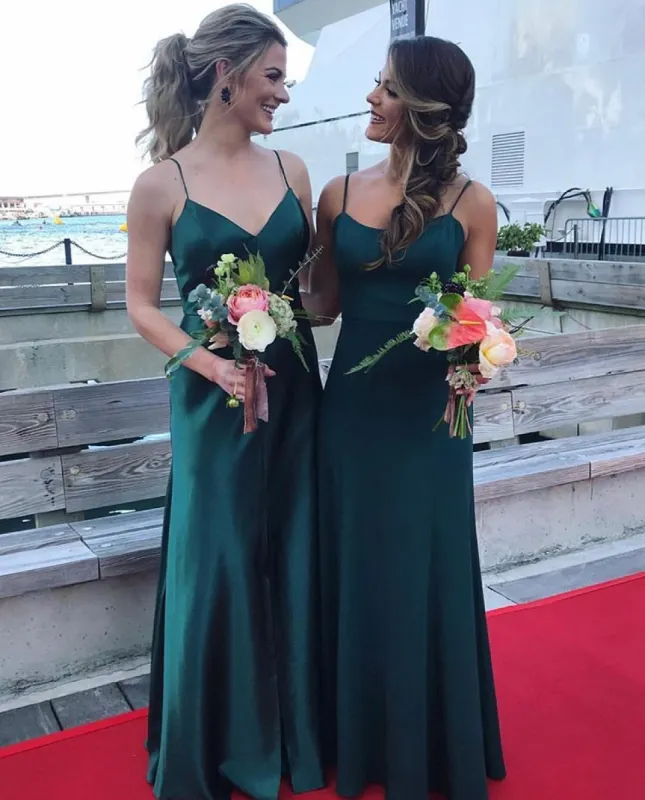 Sexy Long Dark-Green Bridesmaid Dresses Spaghetti-Straps sold by My Chic Dress
