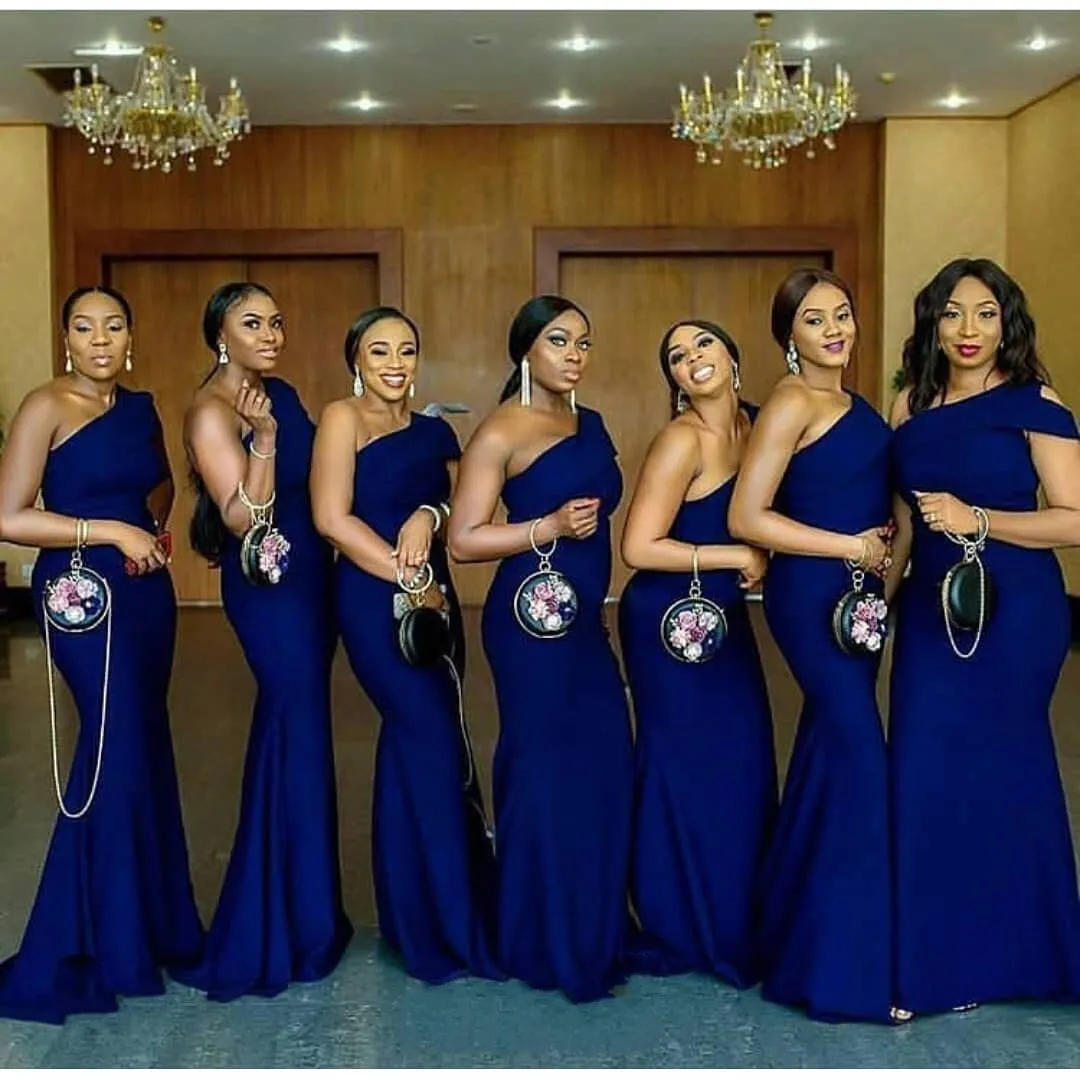 Mermaid One Shoulder Stain Royal Blue Bridesmaid Dresses sold by My Chic Dress product image thumbnail 2