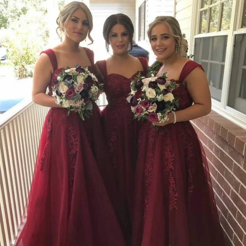 Sexy Straps Sweetheart Burgundy Bridesmaid Dresses Lace-Appliques sold by My Chic Dress