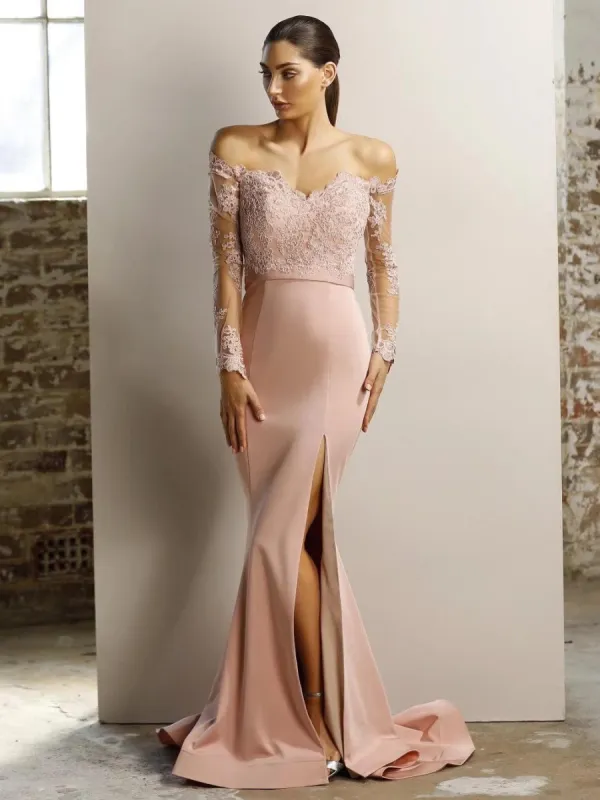 Long Sleeves Lace Prom Dress Off the Shoulder Bridesmaid Dress sold by My Chic Dress