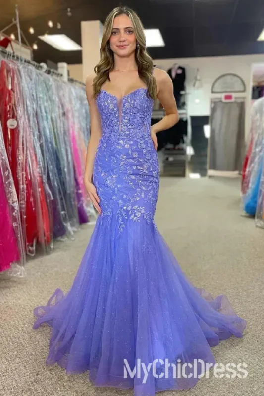 Cheap Lavender Prom Dress Lace Appliques Sweetheart sold by My Chic Dress