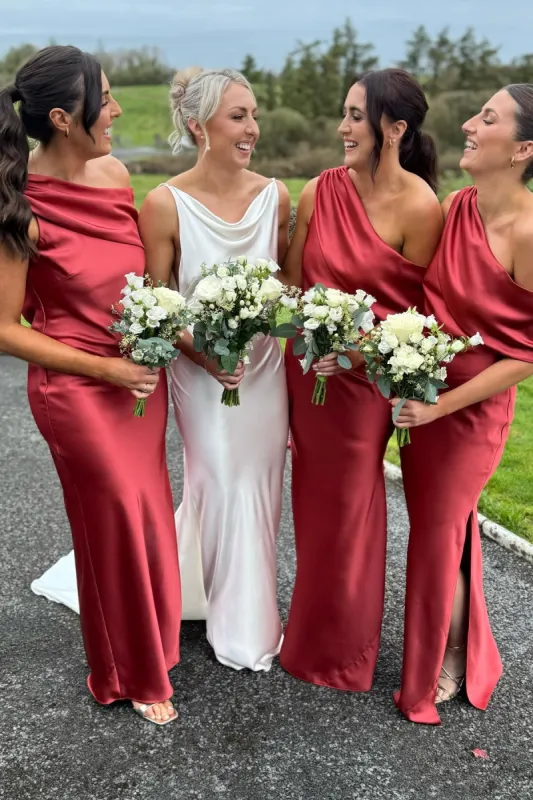 Elegant One Shoulder Red Bridesmaid Dress Crepe Fitted sold by My Chic Dress