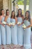 Strapless Light Blue Bridesmaid Dress Long Party Dress Ruched sold by My Chic Dress