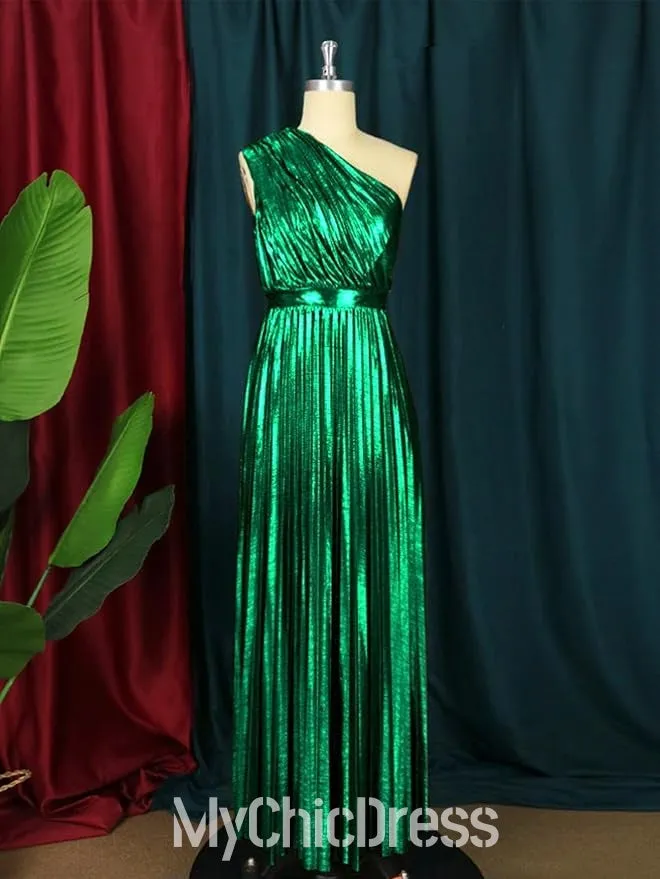 One Shoulder Women Metallic Wedding Guest Dress Pleated Sleeveless sold by My Chic Dress product image thumbnail 4