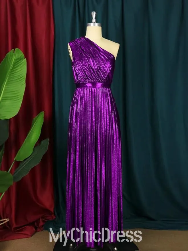 One Shoulder Women Metallic Wedding Guest Dress Pleated Sleeveless sold by My Chic Dress product image thumbnail 5
