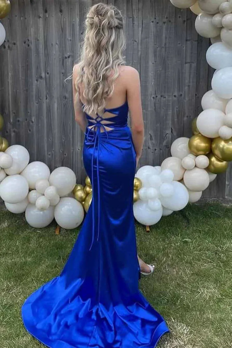 Simple Mermaid Royal Blue Prom Dress V-Neck Strapless sold by My Chic Dress product image thumbnail 2