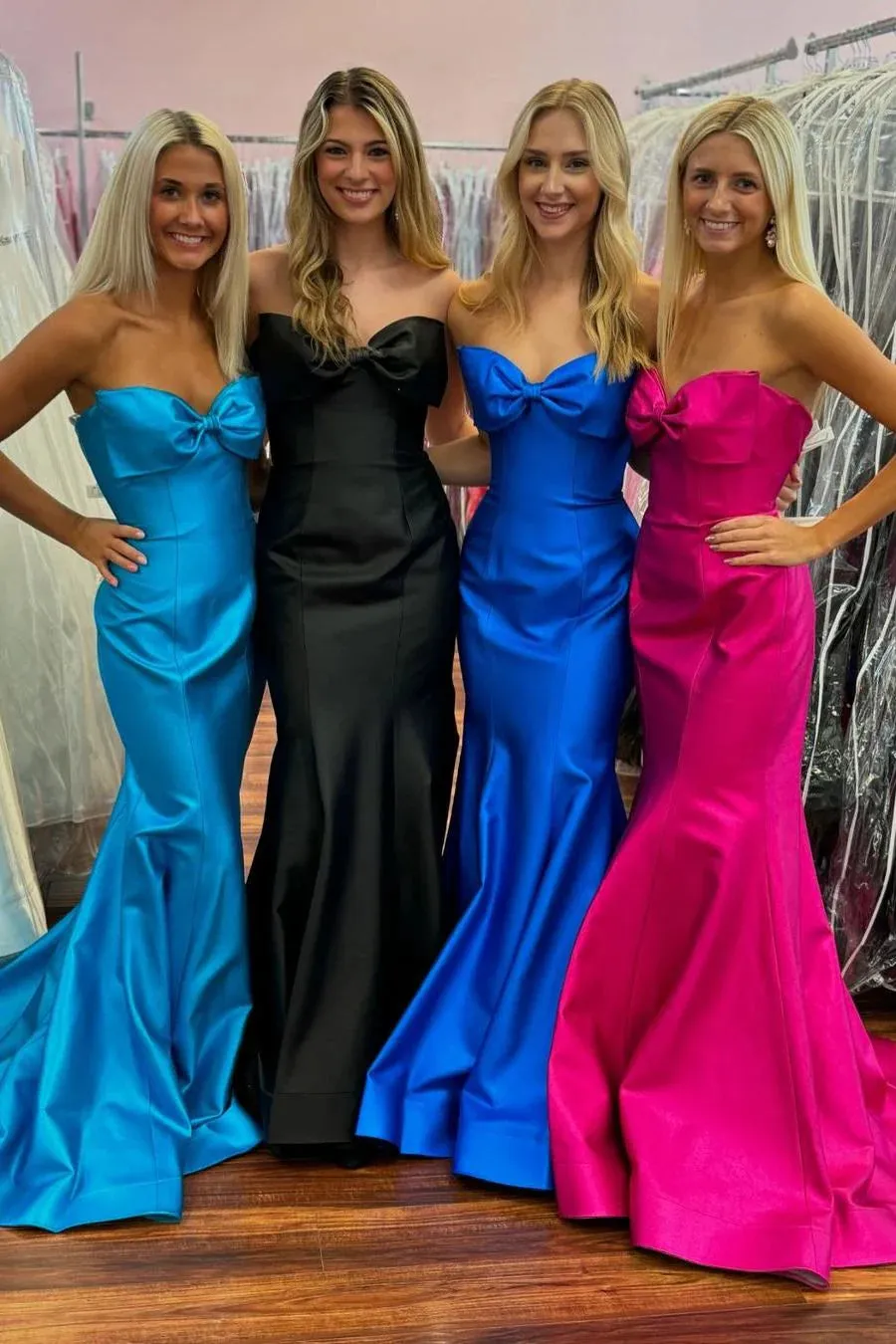 Sexy Hot Pink Strapless Prom Dress Mermaid Satin with Bow sold by My Chic Dress product image thumbnail 4