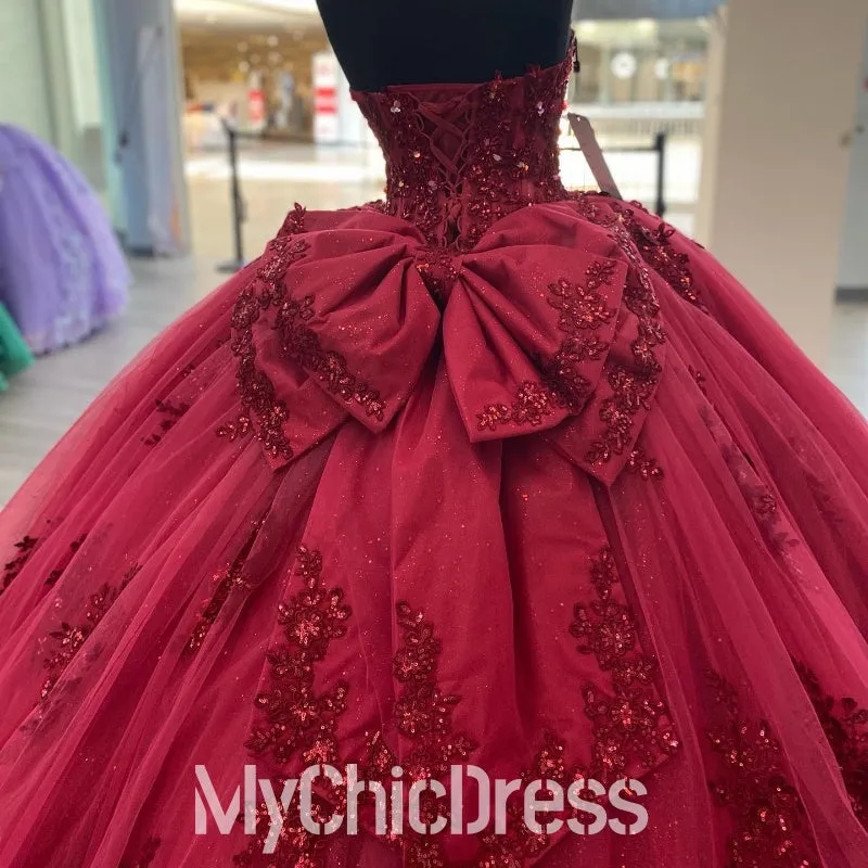 Beading Sweetheart Red Quinceanera Dresses Applique Lace Party Ball sold by My Chic Dress product image thumbnail 5
