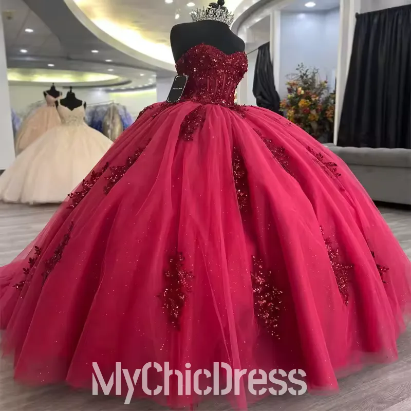 Beading Sweetheart Red Quinceanera Dresses Applique Lace Party Ball sold by My Chic Dress