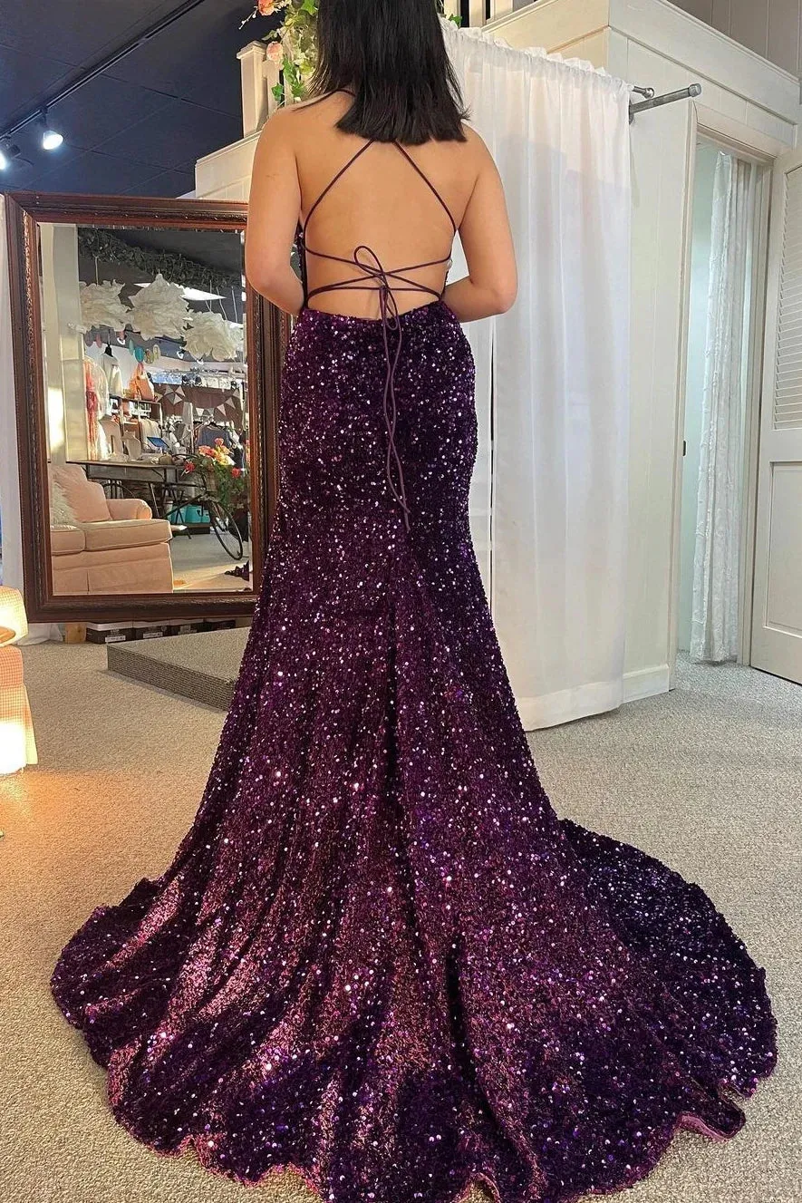 Mermaid Long Straps Purple Sequin 2025 Prom Dress Near Me sold by My Chic Dress product image thumbnail 2