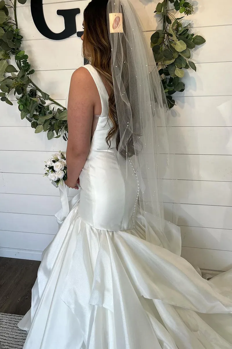 Vintage Satin Wedding Dresses Mermaid V Neck Bridal Gown sold by My Chic Dress product image thumbnail 2