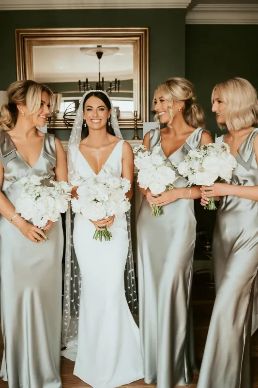 Hot 2025 Beach Sage Green Bridesmaid Dress V Neck with Bow sold by My Chic Dress