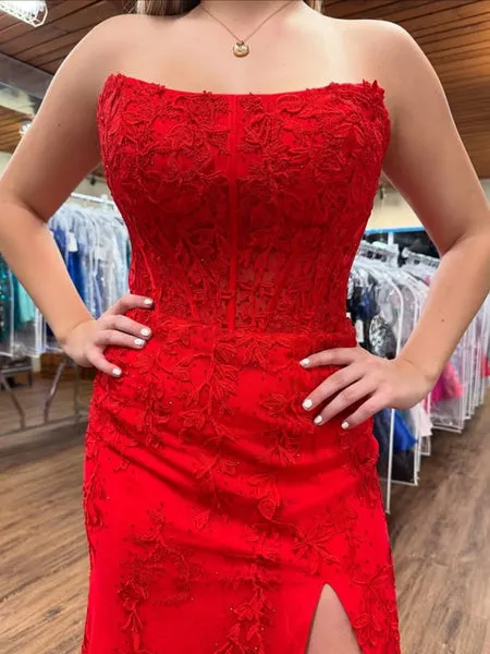 Lace Long 2025 Prom Dresses Strapless Formal Gown with Slit sold by My Chic Dress product image thumbnail 2