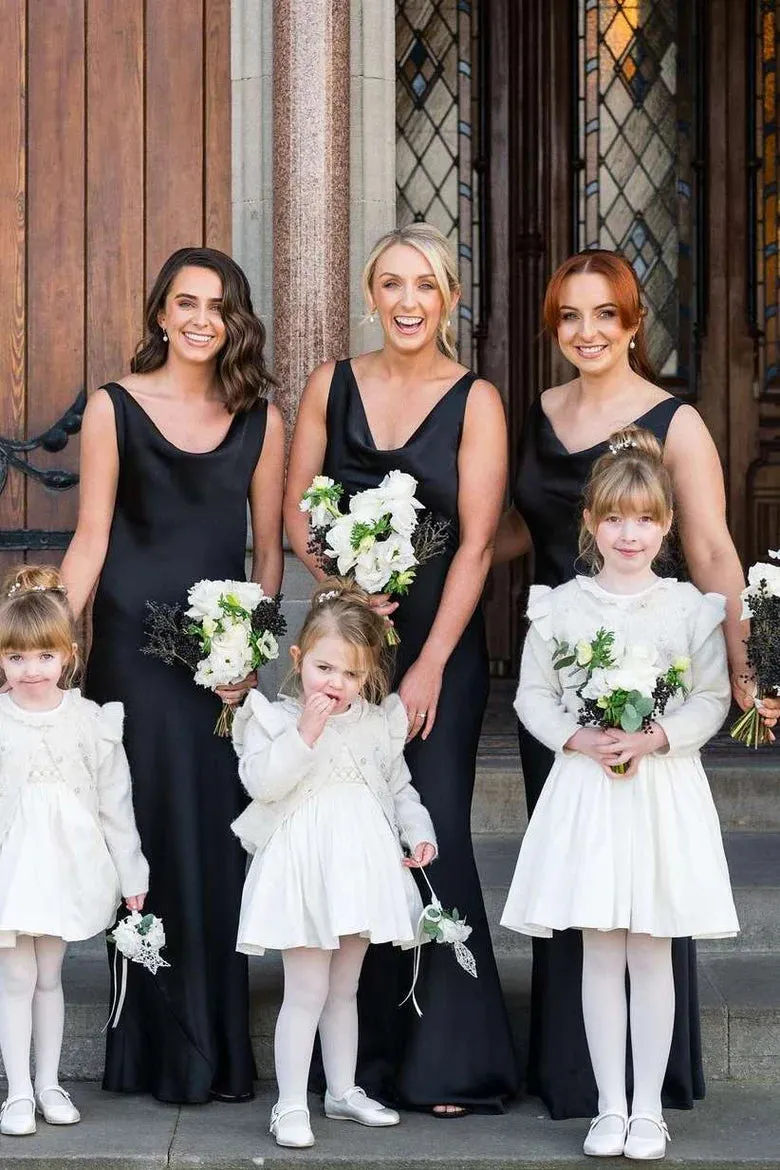 Long Satin beach Bridesmaid Dress Black Straps Sleeveless Cowl Neck sold by My Chic Dress product image thumbnail 4