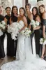 One Shoulder Bridesmaid Dresses Black Satin Pleated with Slit sold by My Chic Dress