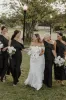 One Shoulder Bridesmaid Dresses Black Satin Pleated with Slit sold by My Chic Dress