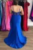 Sexy 2025 Red Prom Dress Pleats Mermaid Satin High Slit Spaghetti Straps sold by My Chic Dress