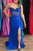 Sexy 2025 Red Prom Dress Pleats Mermaid Satin High Slit Spaghetti Straps sold by My Chic Dress