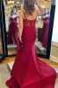 Sexy 2025 Red Prom Dress Pleats Mermaid Satin High Slit Spaghetti Straps sold by My Chic Dress