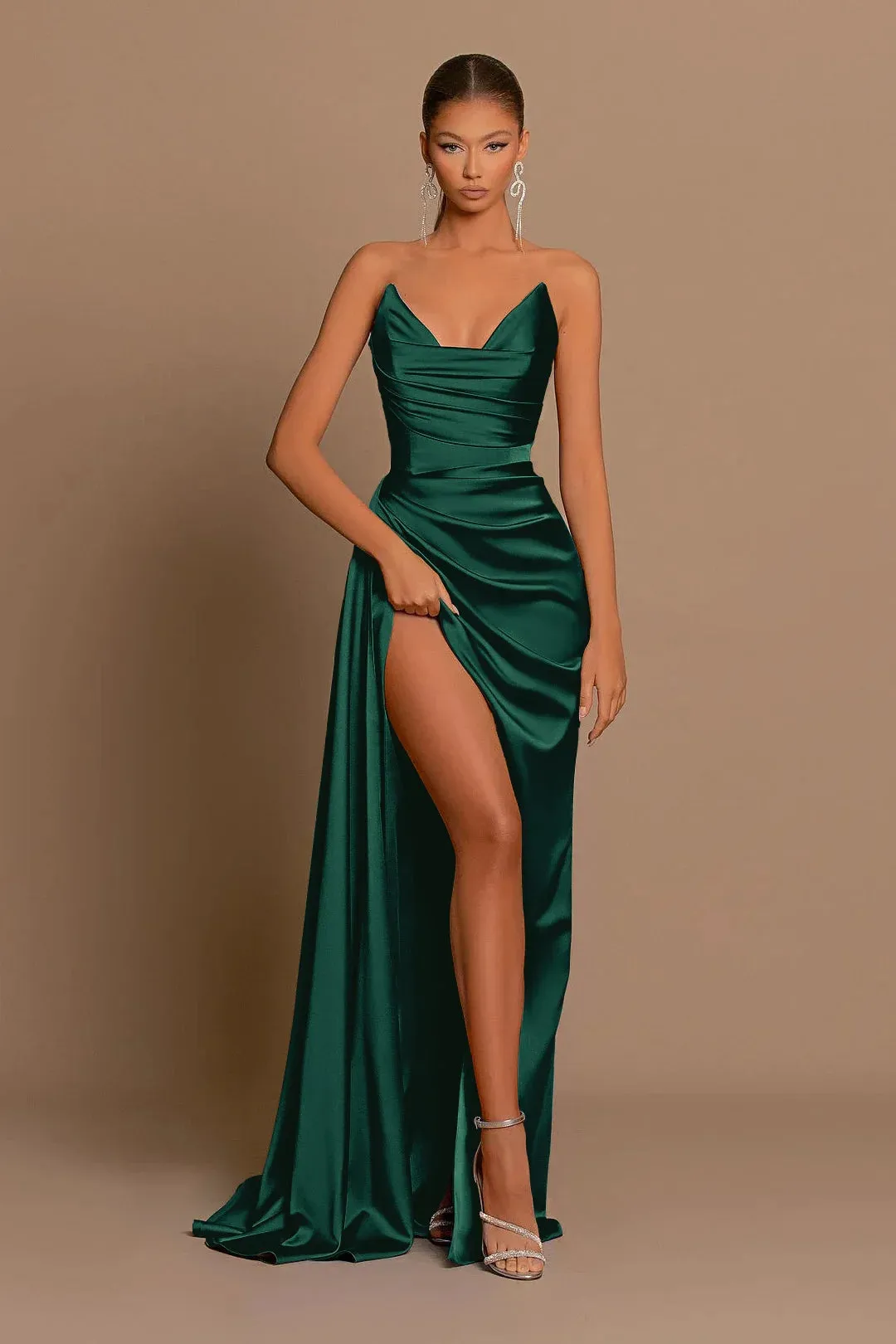 Long Elegant Prom Dress Dusty Blue Formal Dress for Guests With Slit sold by My Chic Dress product image thumbnail 4