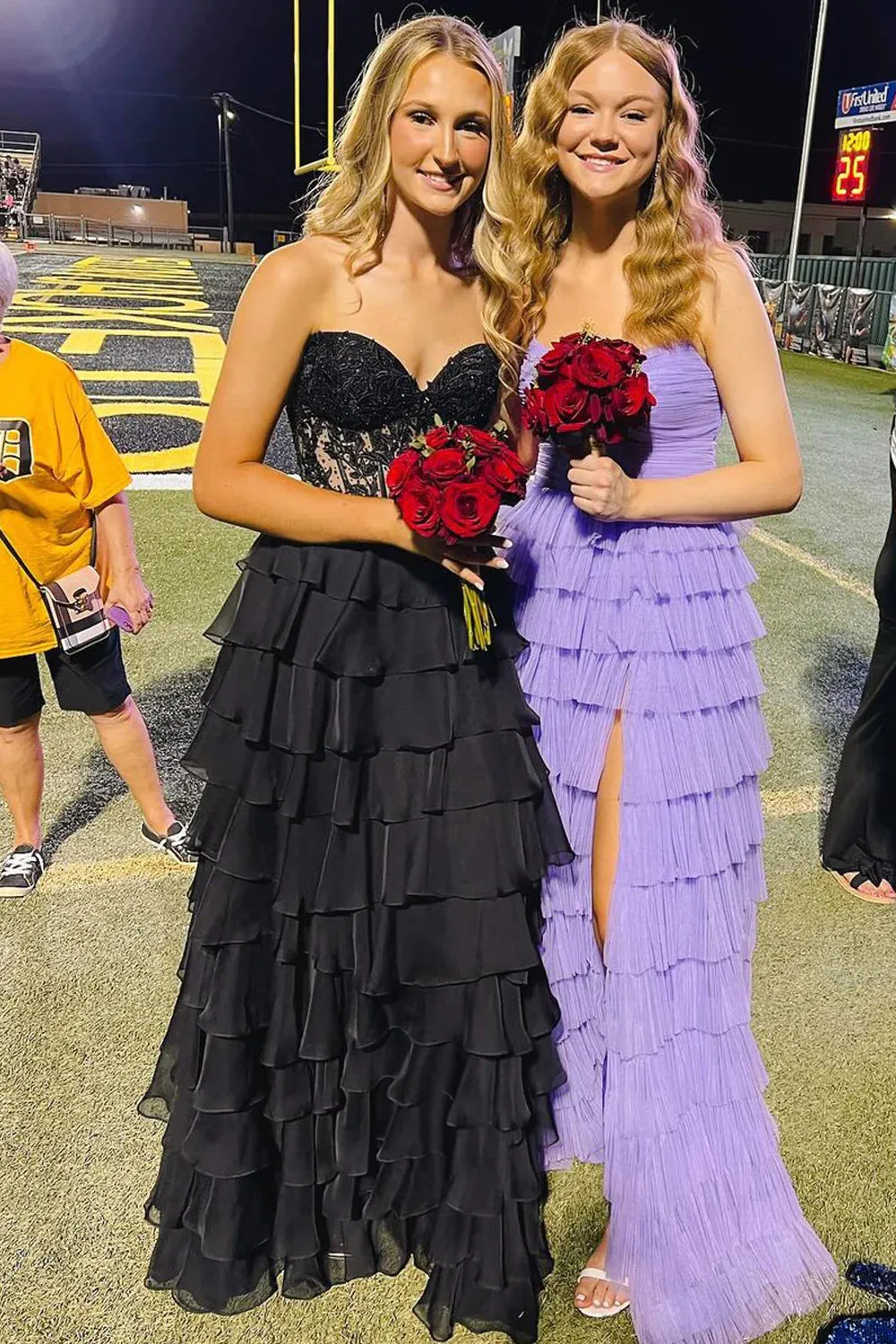 Black Tiered Prom Dresses Lace Chiffon A Line Sweetheart with Slit sold by My Chic Dress product image thumbnail 2