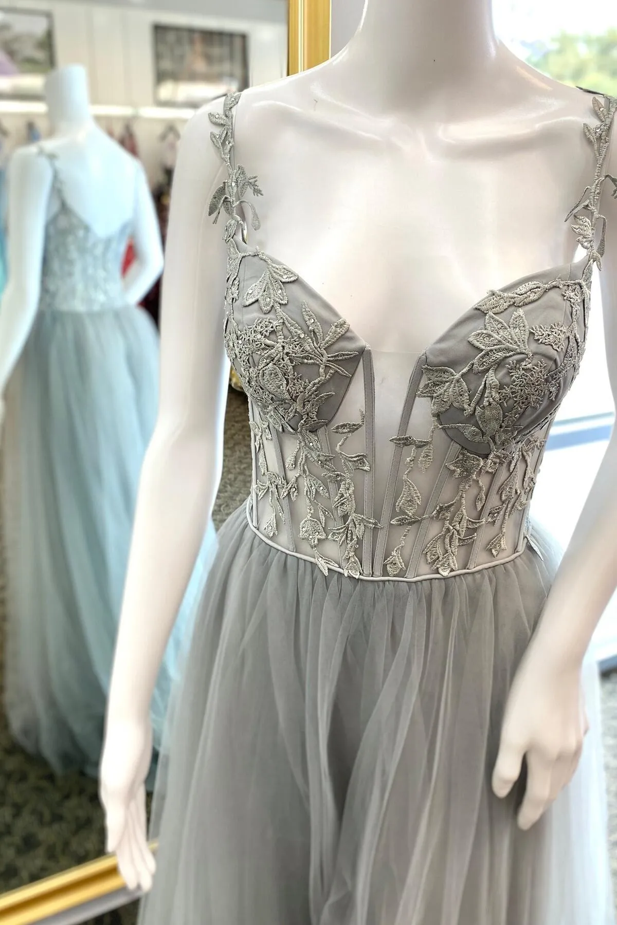 A-line Sage Green Prom Dress Lace Chiffon Evening Dress Long sold by My Chic Dress product image thumbnail 3