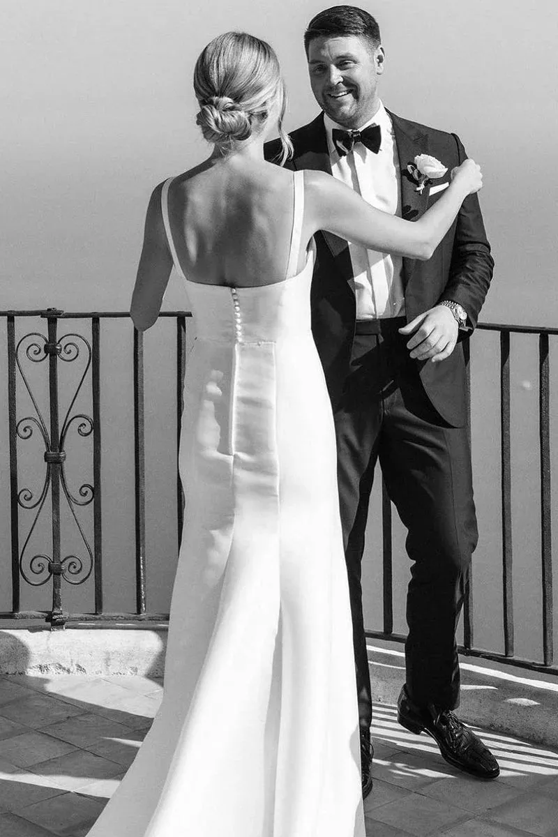 Simple Satin Minimalist Wedding Dresses Mermaid Square Neck sold by My Chic Dress product image thumbnail 2