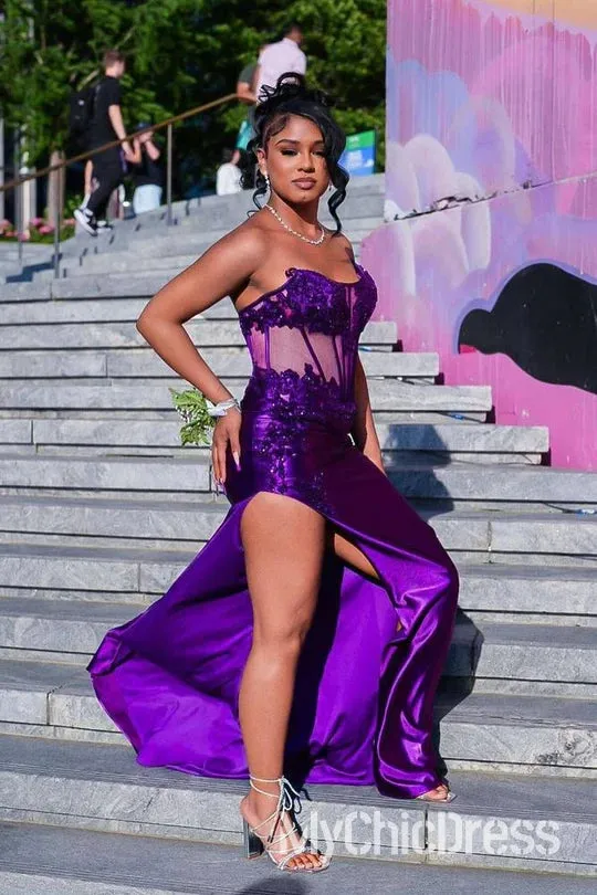 Mermaid Strapless Corset Prom Dress For Black Girls Bateau Sheer Empire sold by My Chic Dress product image thumbnail 2