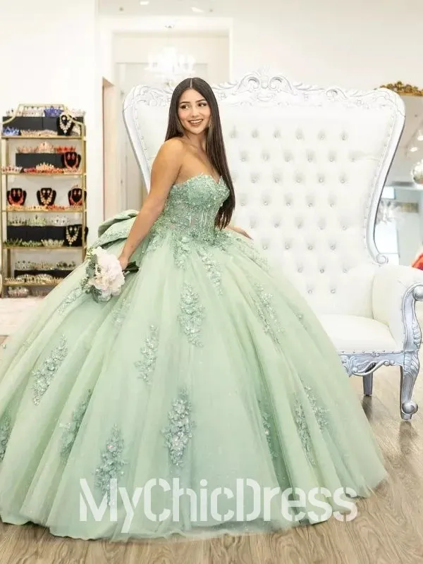 Amazing Sage Green Quinceanera Dresses Lace Appliques with Beaded sold by My Chic Dress