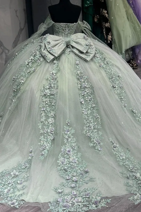 Off Shoulder Quinceañera Dress Sage Green for Sweet 16 Birthday Party Dress sold by My Chic Dress product image thumbnail 3