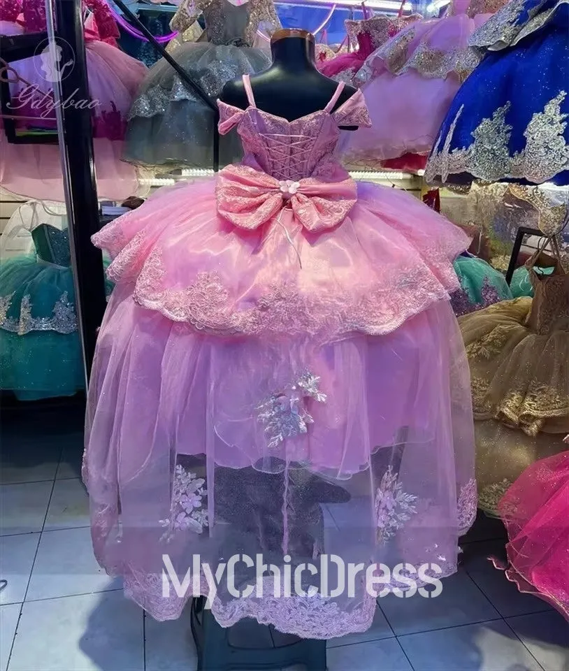 Light Blue Mini Quince Dresses For Little Girl Lace Appliqué Fluffy Tulle sold by My Chic Dress product image thumbnail 3