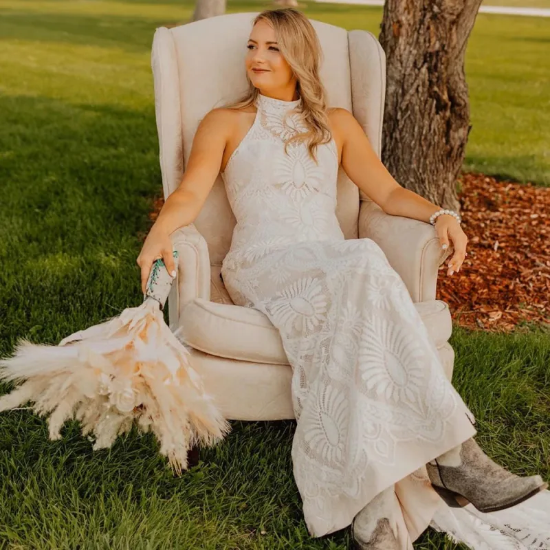 Customized Mermaid Halter Beach Wedding Dress Lace Sleeveless sold by My Chic Dress