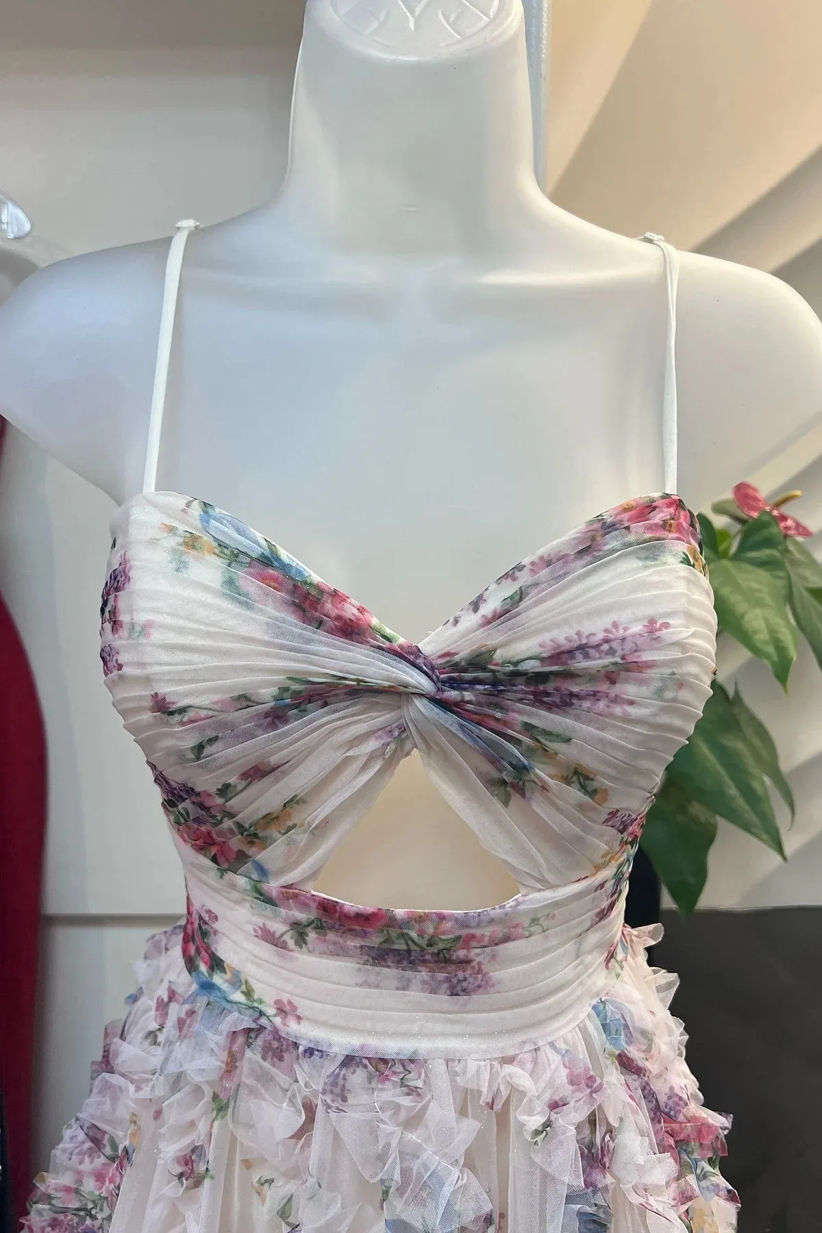 Pretty UK Floral Prom Dress Ruffle Spaghetti Strap with Keyhole sold by My Chic Dress product image thumbnail 2