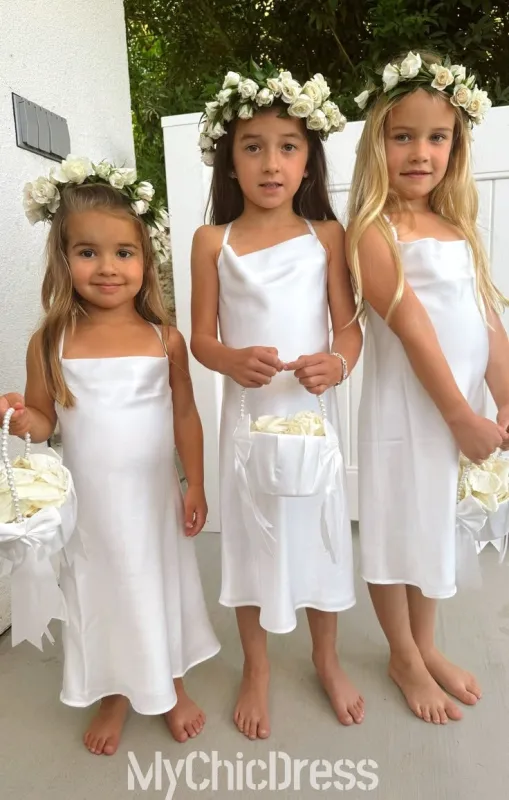 Sheath Short Flower Girl Dress Luxe Satin Beach Wedding Party sold by My Chic Dress
