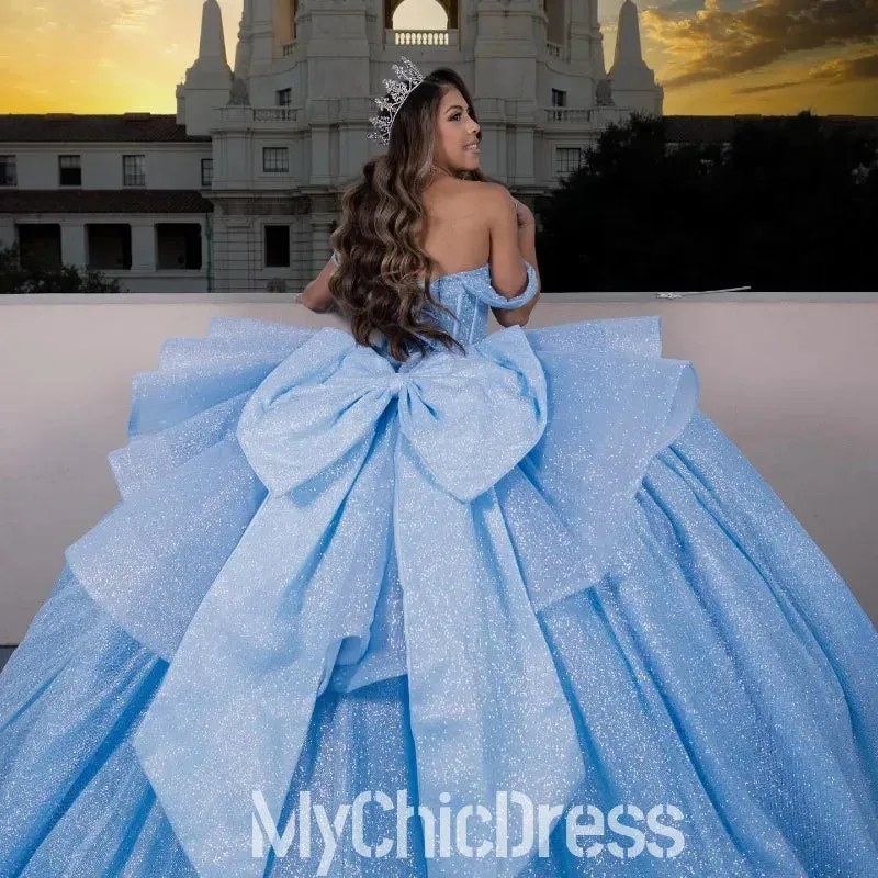 Hot Light Blue Sweet 16 Dress Tulle Pearls Quinceanera vestidos de 15 XV Anos sold by My Chic Dress product image thumbnail 2