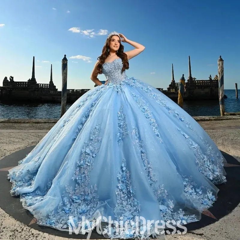 Princess Corset Blue Sweet 16 Vestido 15 De Anos Quinceanera Dress sold by My Chic Dress