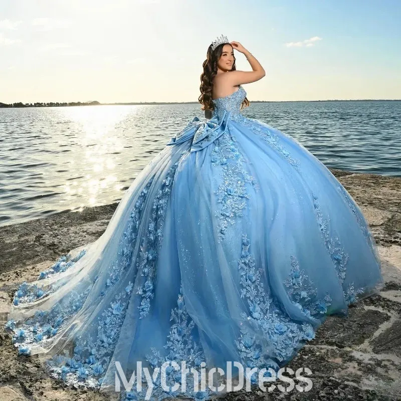 Princess Corset Blue Sweet 16 Vestido 15 De Anos Quinceanera Dress sold by My Chic Dress product image thumbnail 2