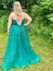 A Line Plus Size PromDresses Green Lace V Neck Open Back sold by My Chic Dress