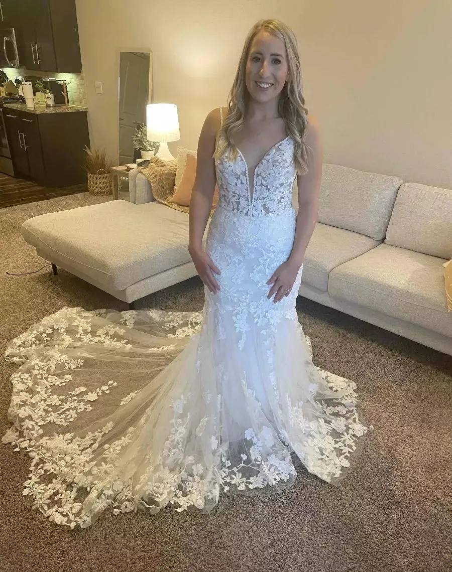 Mermaid Beach Lace Boho Wedding Dress UK Drop Waist Open Back sold by My Chic Dress product image thumbnail 4