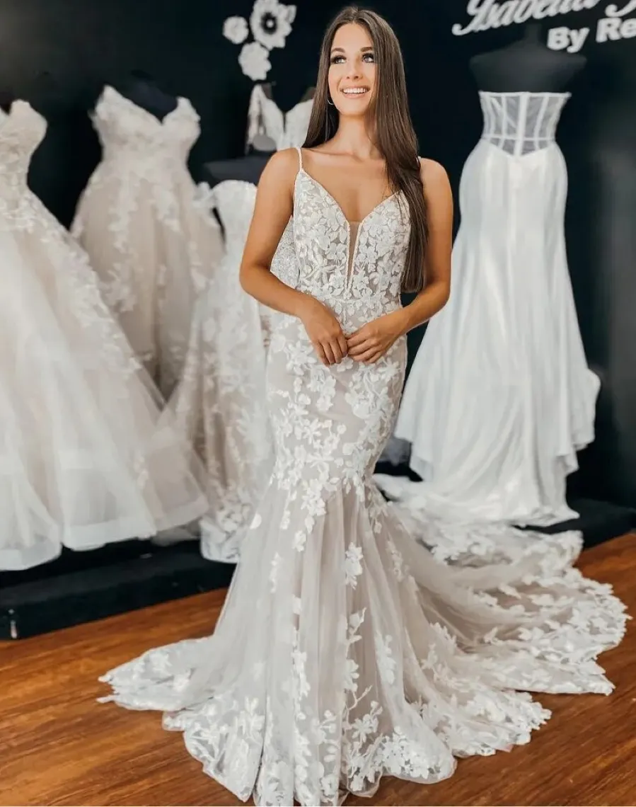 Mermaid Beach Lace Boho Wedding Dress UK Drop Waist Open Back sold by My Chic Dress