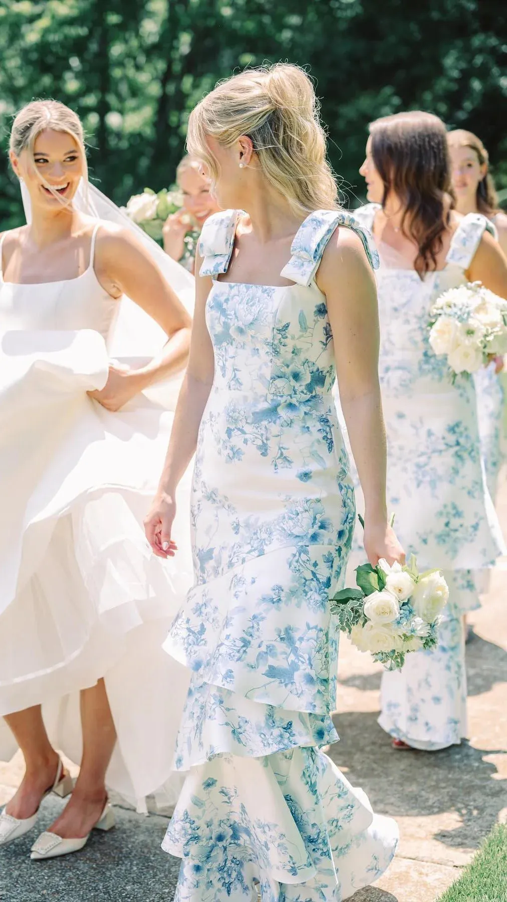Tiered Blue Floral Print Bridesmaid Dress for Beach Weddings sold by My Chic Dress