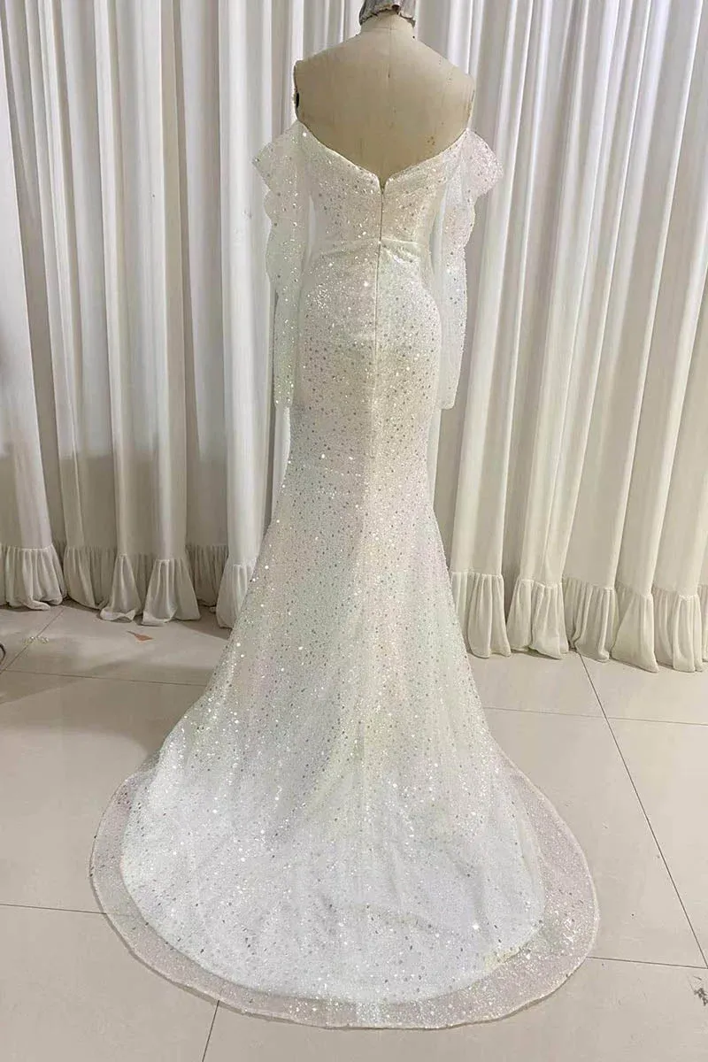 Sparkly Mermaid Sequined Prom Dress Long Sleeves Wedding Dress UK sold by My Chic Dress product image thumbnail 2