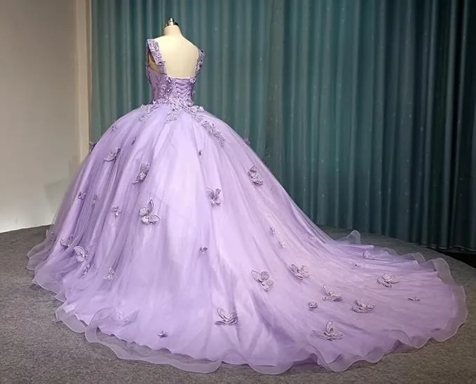 Ball Gown Off Shoulder Quinceanera Dresses Green with 3D Butterfly sold by My Chic Dress product image thumbnail 4
