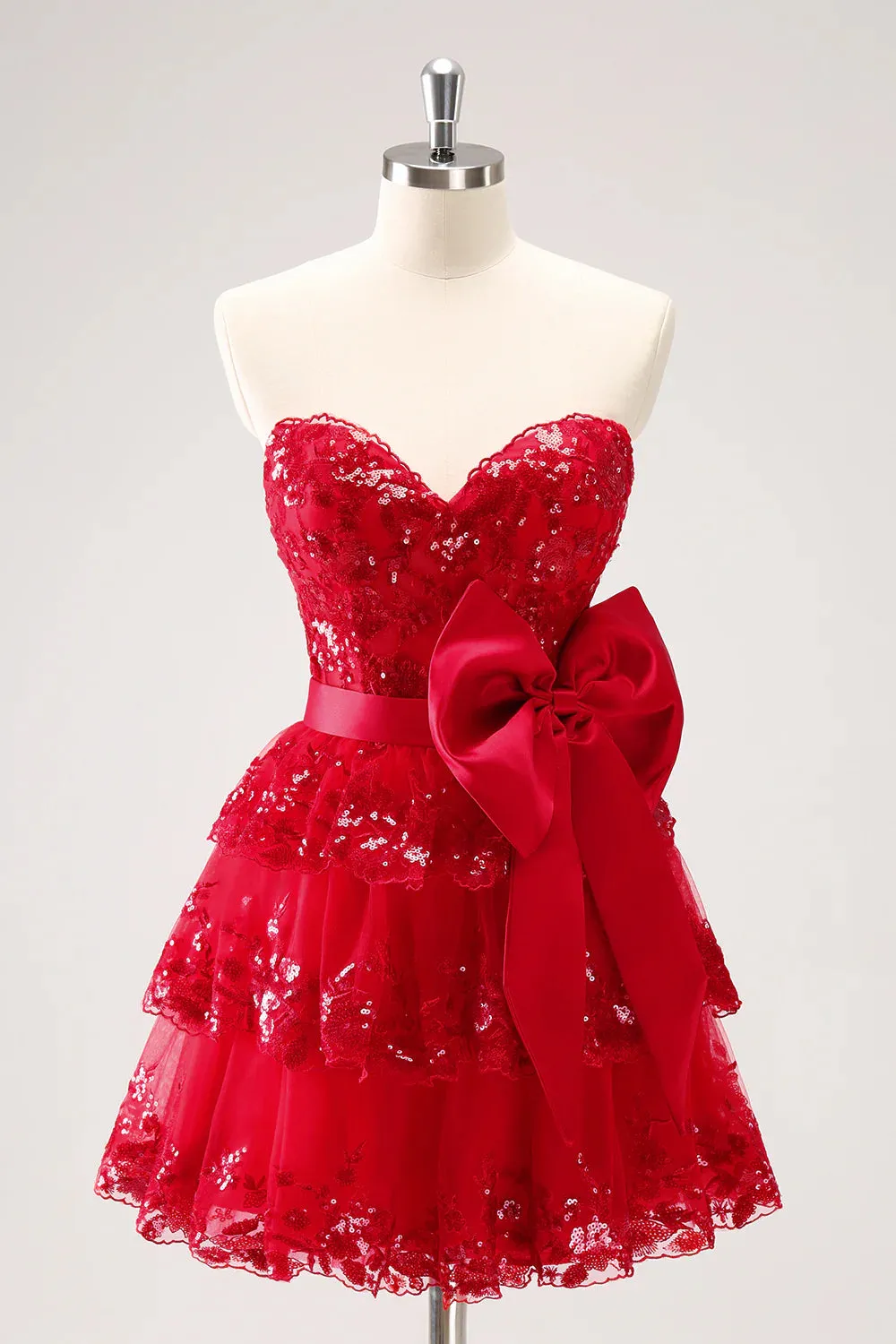 Strapless Red Corset Homecoming Dress with Bow sold by My Chic Dress product image thumbnail 3