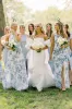 Floor Length Blue Mismatched Floral Bridesmaid Dress Printed sold by My Chic Dress