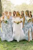 Floor Length Blue Mismatched Floral Bridesmaid Dress Printed sold by My Chic Dress