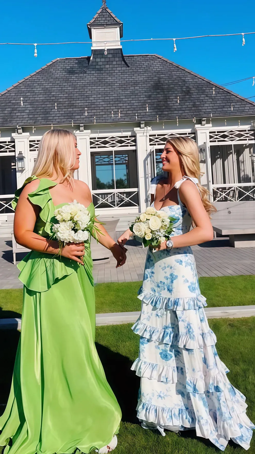 Blue Floral Senior Prom Dress Ruffles Tiered Evening Dress UK sold by My Chic Dress product image thumbnail 4