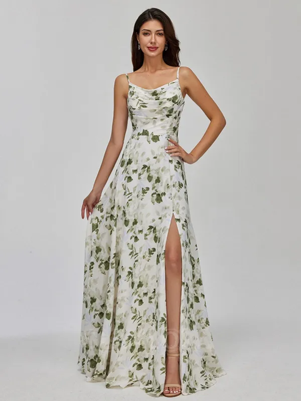 Floor-Length Chiffon Beach Floral Bridesmaid Dresses A-line sold by My Chic Dress